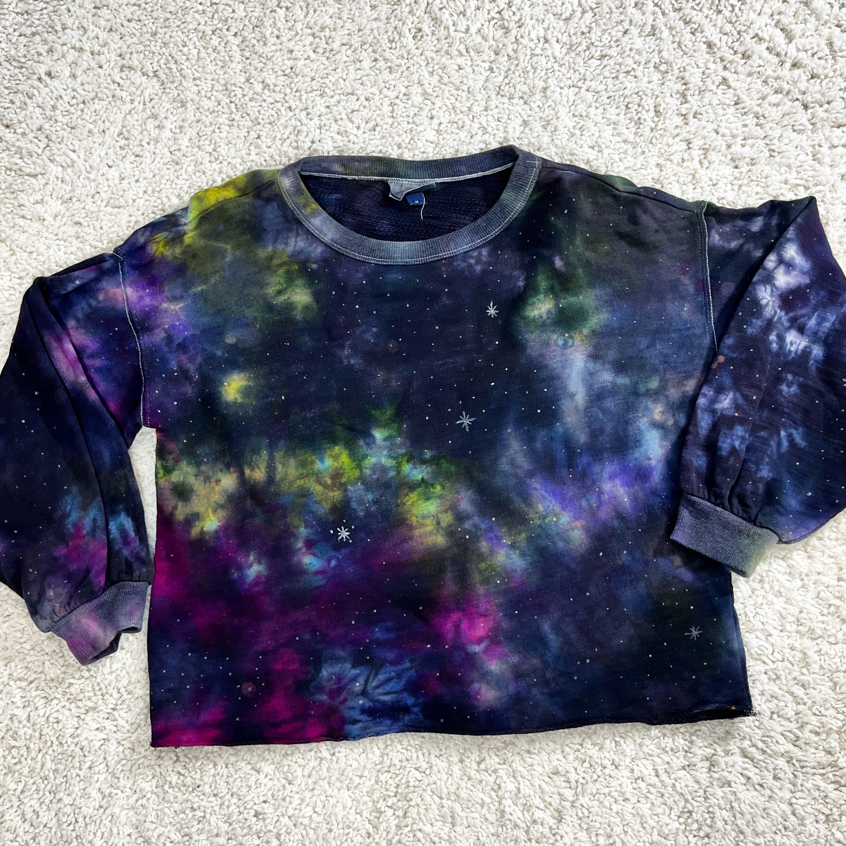 2XL - Galaxy Sweatshirt hotsell Black Orange Tie Dye Organic Cotton Women's Crewneck